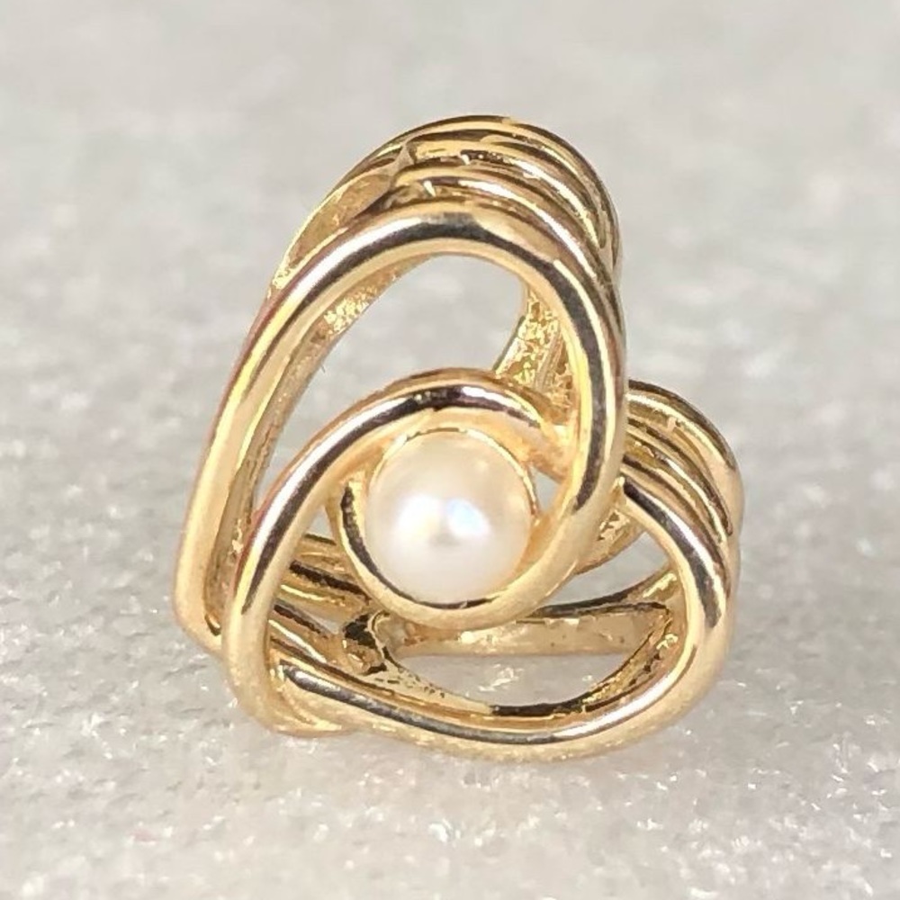 ❗️NEW❗️Pandora 14k Gold Openwork Swirling Heart & Treated Freshwater Pearl Charm